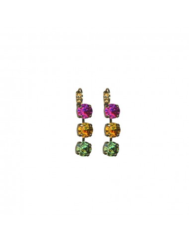 Medium Three Stone Leverback Earrings in "Festival" - Yellow Gold 2024