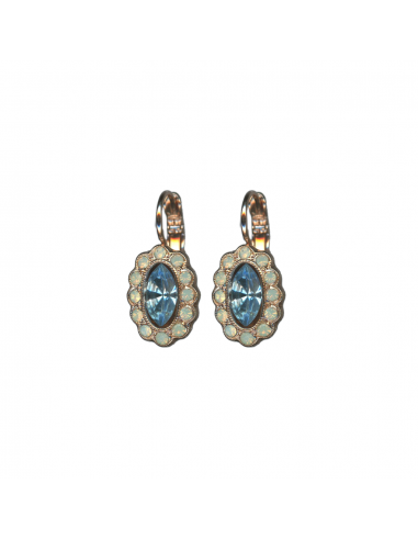 Halo Marquise Leverback Earrings in "Forget-me-not" - Rose Gold livraison et retour toujours gratuits