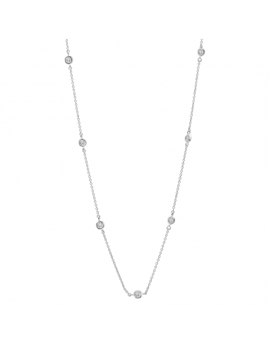 Bezel 16" Necklace Finished in Pure Platinum -2mm en ligne