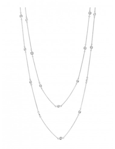 Bezel 36" Necklace Finished in Pure Platinum- 2mm livraison gratuite